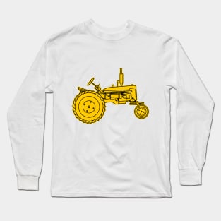 silhouette of an yellow old farm machine Long Sleeve T-Shirt